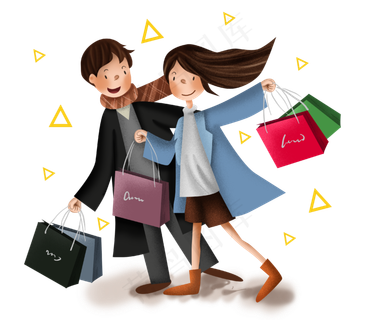 双十一开心购物的男女
