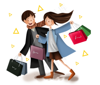 双十一开心购物的男女