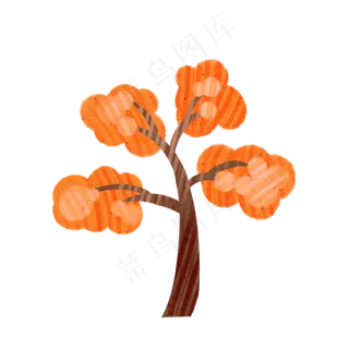 秋天树木手绘卡通元素