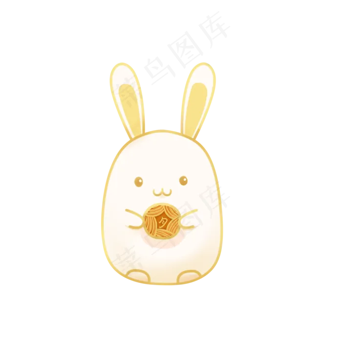 中秋节赏月兔子玉兔卡通金色可爱(2000X2000(DPI:300))psd模版下载