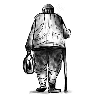 水墨重阳节老人背影