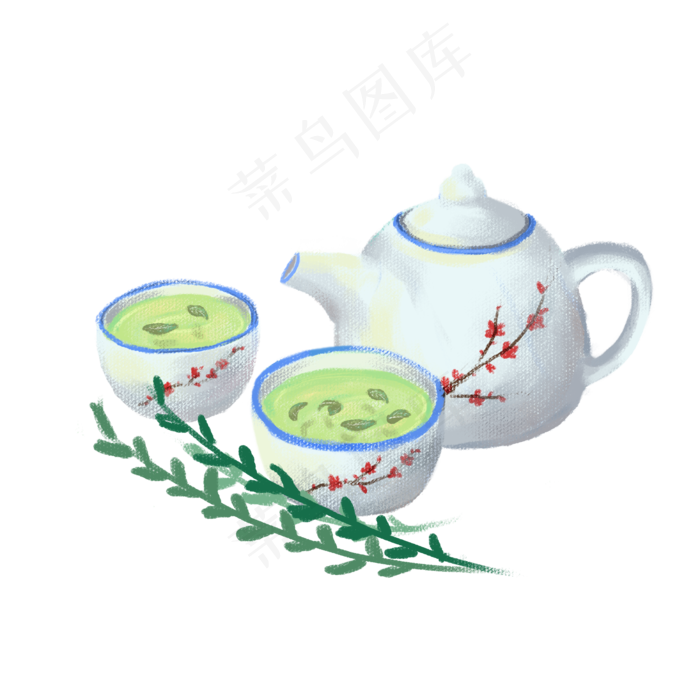 手绘清茶茶壶插画矢量图