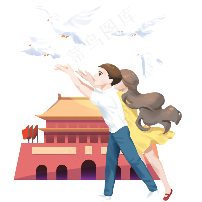 国庆节放飞鸽子(3000X3000(DPI:300))psd模版下载