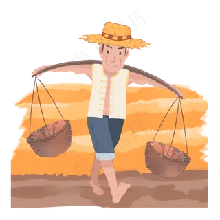 立秋农民伯伯秋收png素材