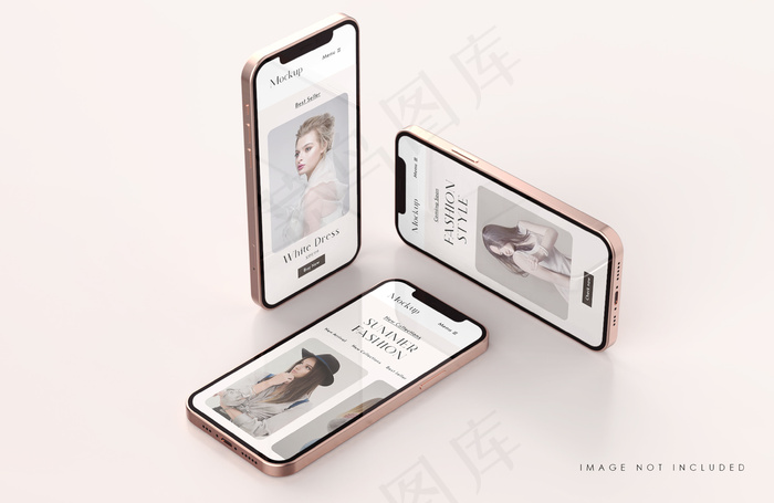 红色和金色手机屏幕实物模型样机与手机app移动应用程序app演示模板