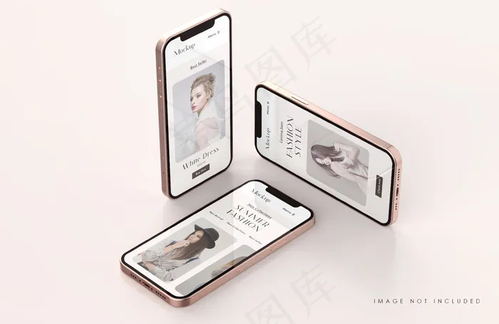 红色和金色手机屏幕实物模型样机与手机app移动应用程序app演示模板psd模版下载