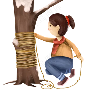 立冬给大树穿衣服