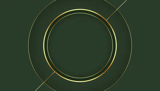 绿色背景上的金色圆形框架