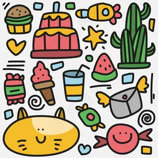 卡哇伊卡通涂鸦模板