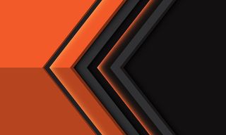 抽象橙色箭头方向几何灰色金属上的空白空间设计现代未来主义背景插图。