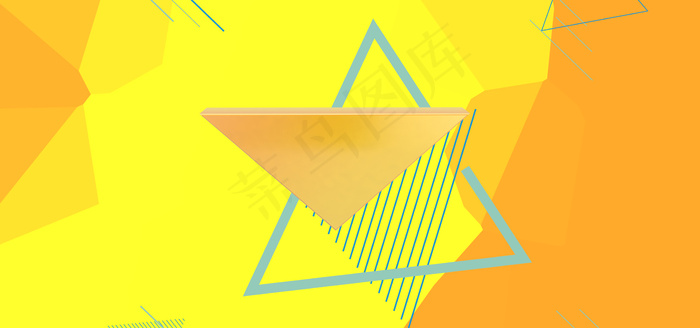 秋季上新几何拼接三角黄色banner