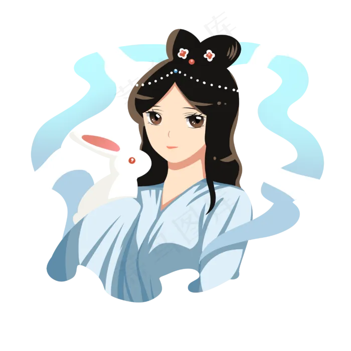中秋节蓝色嫦娥(3000X3000(DPI:299))psd模版下载