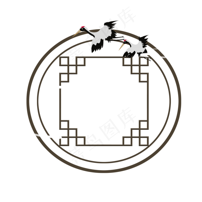 中国风白鹤传统边框