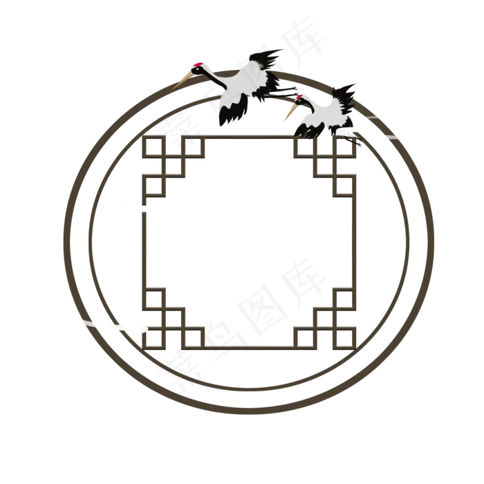 中国风白鹤传统边框(2000*2000px 300 dpi )psd模版下载
