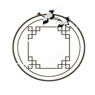 中国风白鹤传统边框