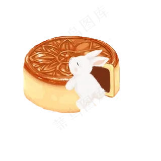 中秋节商用元素兔子玉兔搬月饼