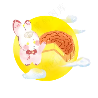 吃月饼的可爱玉兔免扣图