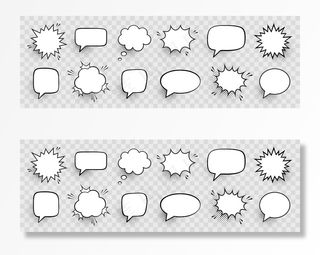 带有黑色半色调阴影的复古空喜剧演讲泡泡。复古设计，波普艺术风格