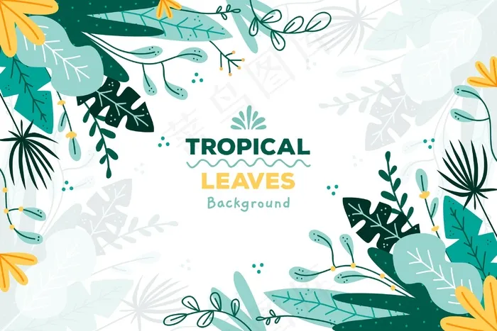 热带树叶背景eps,ai矢量模版下载