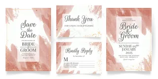 水彩背景婚礼请柬套装模板