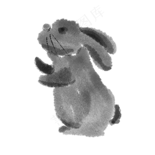 水墨中秋节可爱月兔