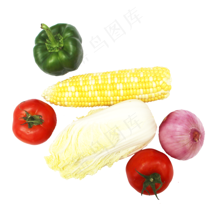 甜椒西红柿娃娃菜玉米蔬菜组合(2000X2000(DPI:300))