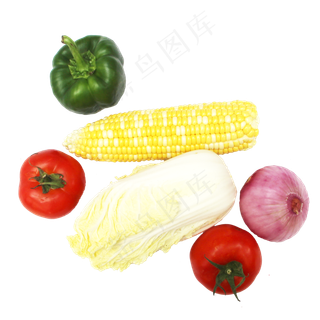 甜椒西红柿娃娃菜玉米蔬菜组合