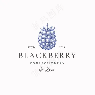 黑莓糖果抽象标志，符号或标志模板。