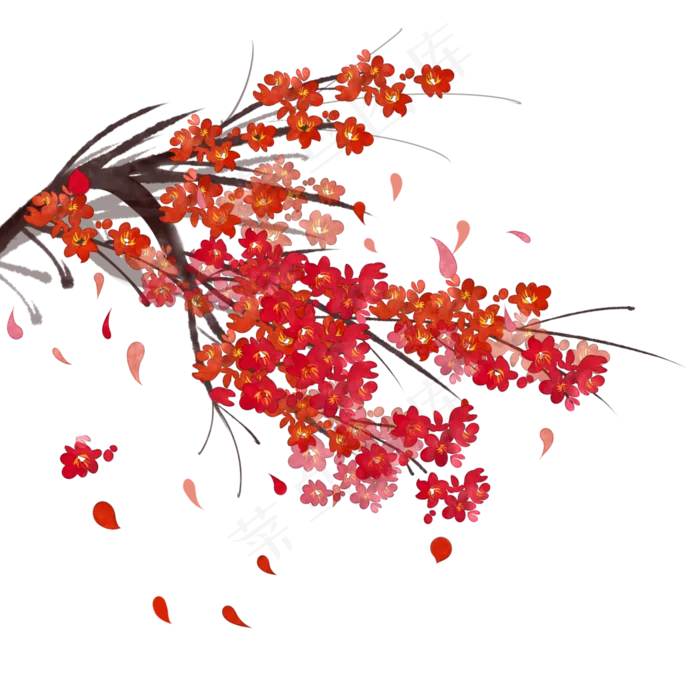 中国古典红梅枝(3500X3500(DPI:300))psd模版下载