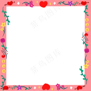 情人节粉色玫瑰花边框