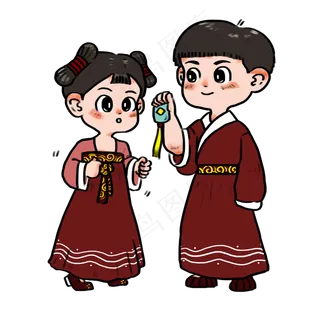 七夕节情侣穿汉服挂吉祥荷包