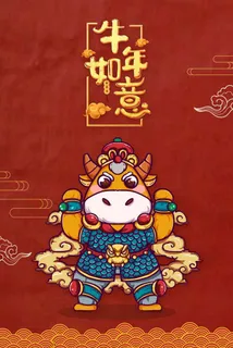 红色系古风中国风祥云花纹云纹牛年如意