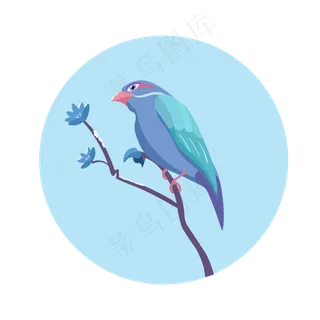 二十四节气霜降鸟动物蓝色PNG图