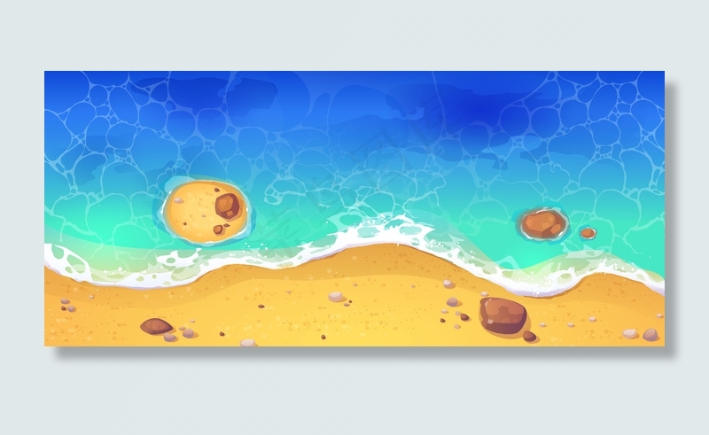 夏日海滩，沙滩海岸俯瞰