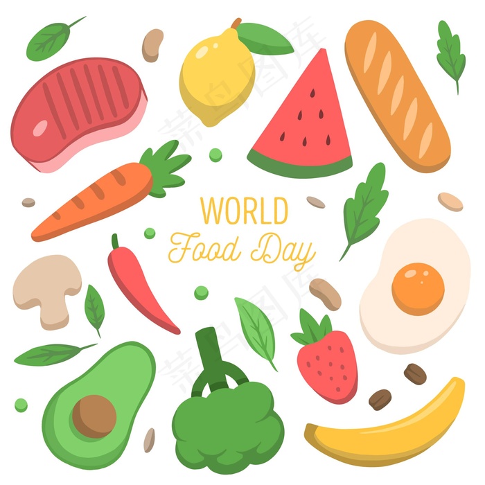 手绘世界粮食日概念