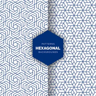 蓝色抽象六边形无缝图案