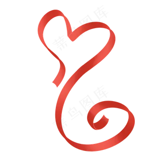 大红色可爱七夕情人节爱心彩带丝