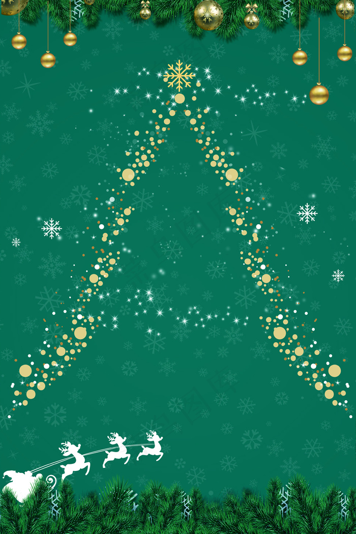 绿色松树圣诞节狂欢背景
