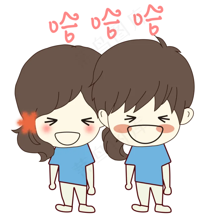 七夕情人节卡通手绘情侣哈哈大笑(2000X2000(DPI:300))psd模版下载