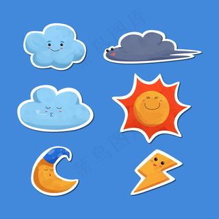 一套可爱的天气补丁和贴纸