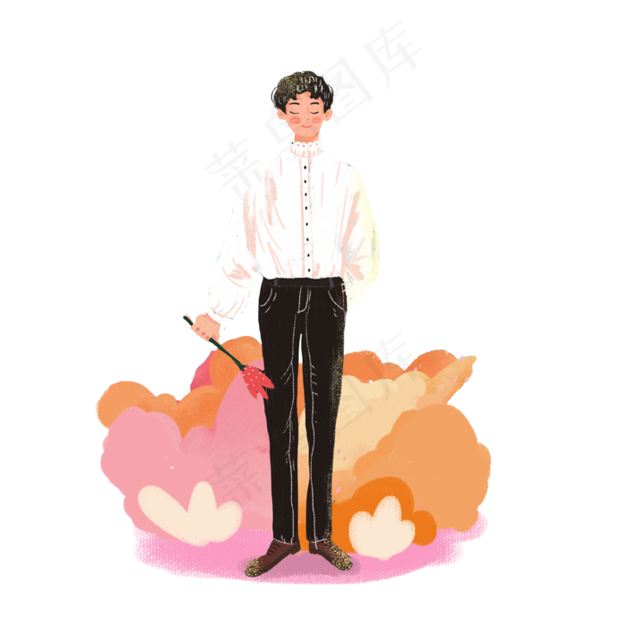 情人节七夕男孩png素材