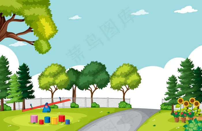 空旷的自然公园景色eps,ai矢量模版下载