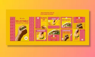复古汉堡餐厅社交媒体帖子