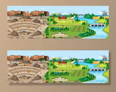 煤矿、农田景观