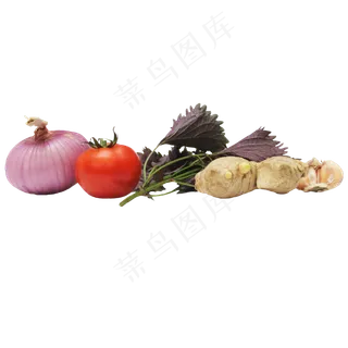 紫苏洋葱西红柿蔬菜组合