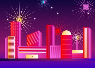 春节新年城市夜景