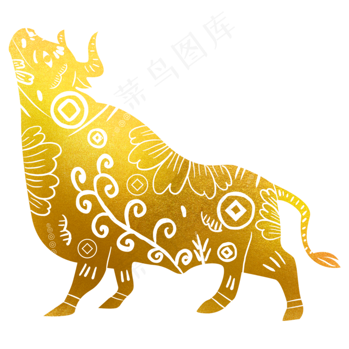牛年金牛烫金剪纸