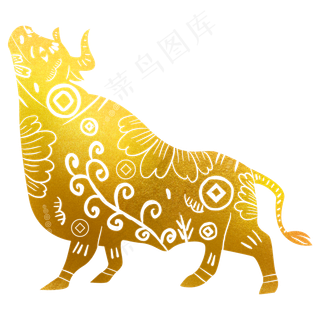 牛年金牛烫金剪纸