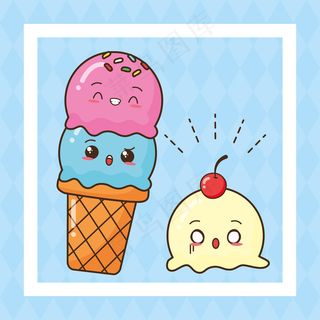 Kawaii快餐可爱冰淇淋插图