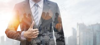 商务人士双重曝光形象